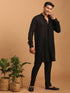 Men's Black Sequined Front Open Georgette Kurta